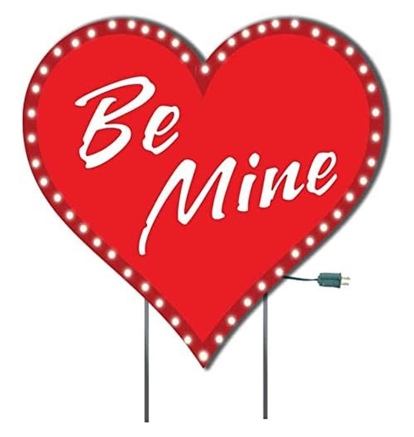 Valentine's Day Yard Sign - Lighted Be Mine Heart - 44x44 Inch - Waterproof Lawn Decor with Stakes & 50 Lights
