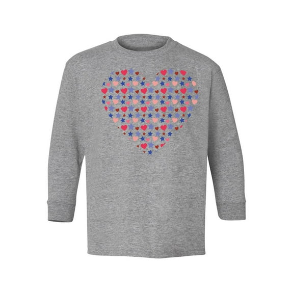 Valentine's Day Youth Long Sleeve T-shirt Cute Stars Heart Crewneck Tee for Kids Girls Boys