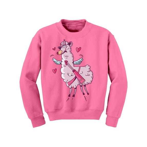 Valentine's Day Youth Sweatshirt Girls Boys Lama Crewneck Tops for Kids