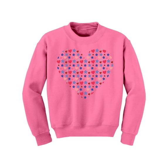 Valentine's Day Youth Sweatshirt for Girl Boy Cute Stars Heart Crewneck Tops for Kids