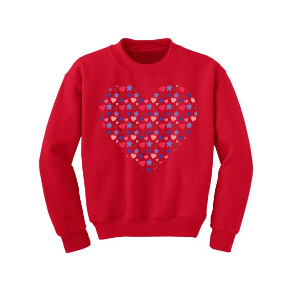 Valentine's Day Youth Sweatshirt for Girl Boy Cute Stars Heart Crewneck Tops for Kids