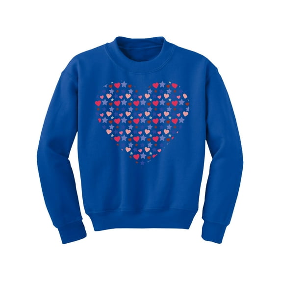 Valentine's Day Youth Sweatshirt for Girl Boy Cute Stars Heart Crewneck Tops for Kids