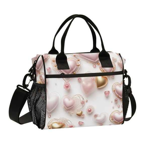 Valentine's Day and Balloons Cooler Bag Lunch Bag Soft Cooler Cooling Tote Insulated Lunch Box for Adult Men Women