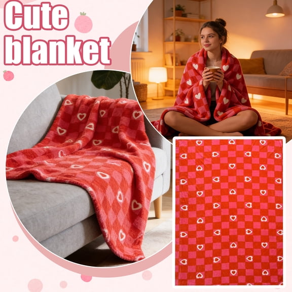 Valentine's Day red Heart-Shaped Blanket is Super Soft 28x40 inches, Big Flannel Blanket for Lovers' Gifts, Comfortable Blanket for Sofa Bed, Machine Washable and 70% Recycled Polyester Fiber.
