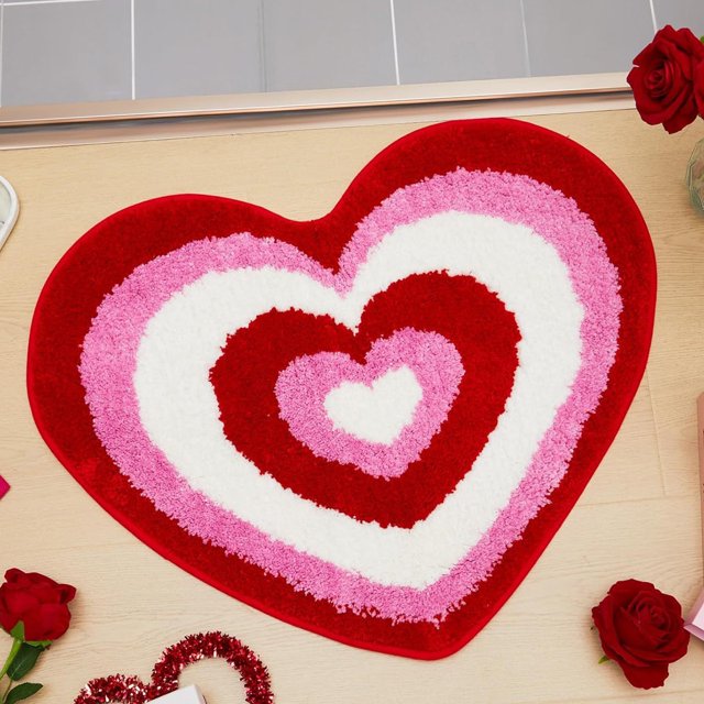 Valentine‘s Days Heart Shape Door Mat Non Slip Washable Love Rug For