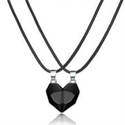 Valentines Decor, 2025 Clearance Items under $5, Two Souls One Heart Pendant Necklaces for Couple,Wishing Stone Creative Magnet Couples Necklace, Fashion Jewelry Gifts2*Black