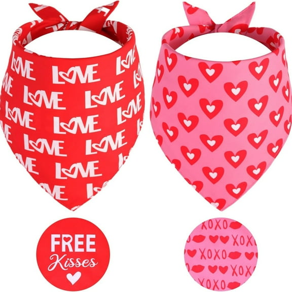 Valentine's Dog Bandanas, Triangle Reversible Sweetheart Scarf for Boy and Girl, Love Bibs Accessories for Large and Extra Large Dogs