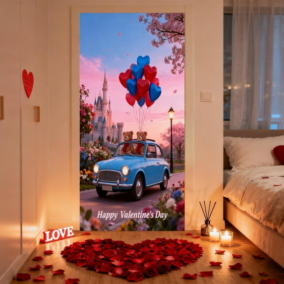 Valentine's Door Cover Under $5! Kadlawus Valentine's Day Door Cover, Holiday Door Curtain with Festive Pattern, Door and Wall Decoration for Party, Polyester Door Cover for Indoor Decor