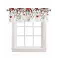 thumbnail image 1 of Valentine's Floral White Linen Curtain Valance for Bedroom/Bathroom/Kitchen/Office/Living/Dining Room Windows, Romance Rose Flower Leaves Rod Pocket Topper Decorative Cafe Drapes Panel 60"x18", 1 of 6