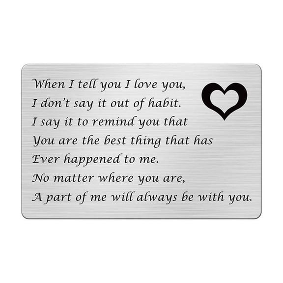 Valentine's Gift Valentine'S Day Wallet Insert Card Engraved Stainless Steel Metal Cards