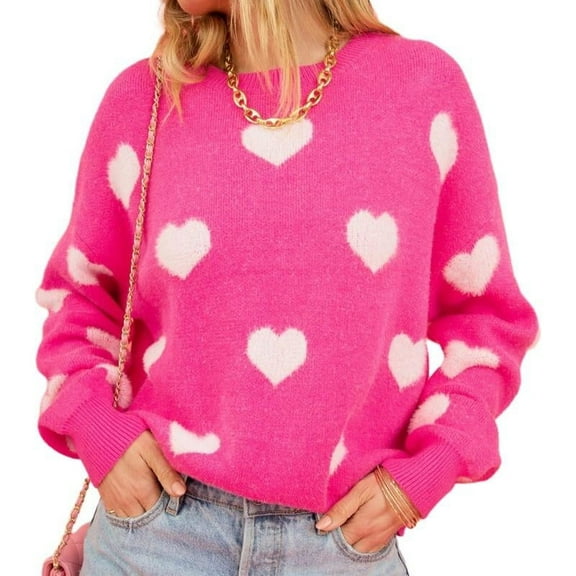 Valentine's Gift Women's Crewneck Long Sleeve Sweater Casual Knit Pullovers Sweater Jumper Top