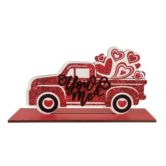 Valentine's Gift Wooden Valentine's day Crafts Desktop Ornament Love Heart Car Pattern for Home Bedroom Living Room Tabletop Decoration
