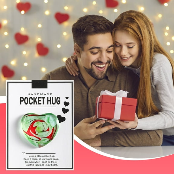 Valentine's Glass Heart Pocket Hug Gift, Pocket Hug Token Gift, Pocket Hug Heart Gifts for Mom Mothers Lovers, Long Distance Heart Pocket Hug Gift for Annversary Valentines Day Mother's Day Home Decor