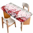 thumbnail image 1 of Valentine's Gnomes Table Cloths for 3 Foot Rectangle Tables, Weeping Eucalyptus Pink Red Love Heart Patio Waterproof Elastic Fitted Tablecloths, Washable Rectangular Table Cover for Camping, 1 of 8