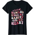 thumbnail image 1 of Valentine's Groovy Tiny Humans Stole My Sanity And My Heart T-Shirt, 1 of 3