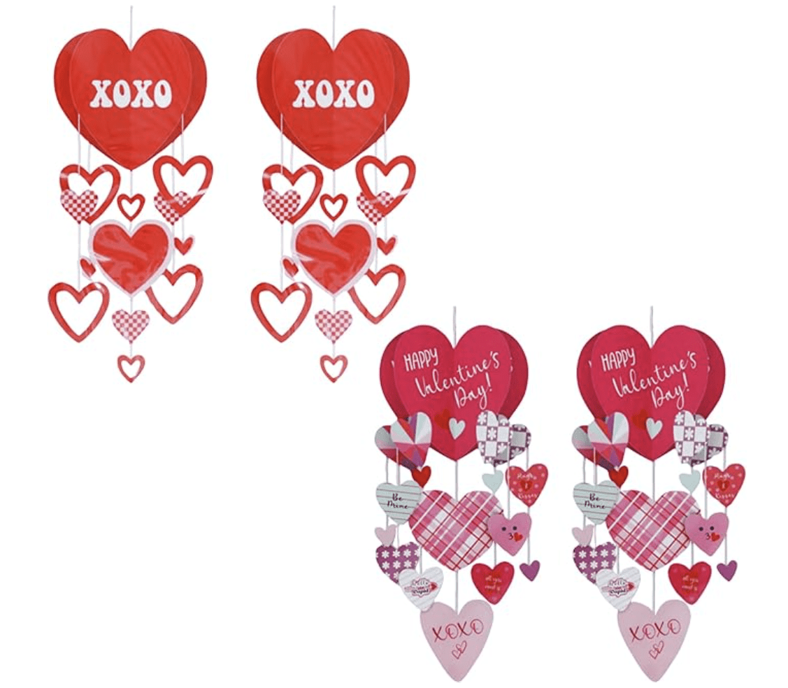 Valentine's Hanging Decor Chandelier 4 Pack