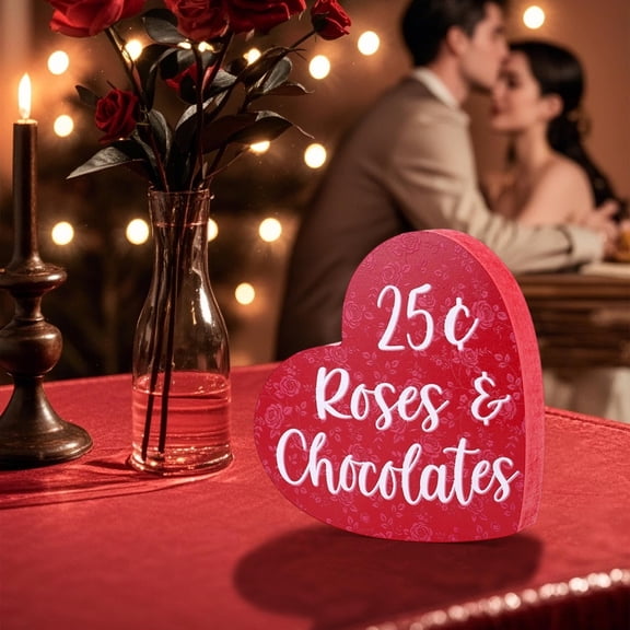 Valentine's Heart-Shaped Wooden Decor - Handcrafted Natural Wood Ornament, Intricate Carved Details & Romantic Finish, Durable Lightweight for Wedding Party Home Bedroom Tabletop Shelf, 5.9*6.2*0.7in