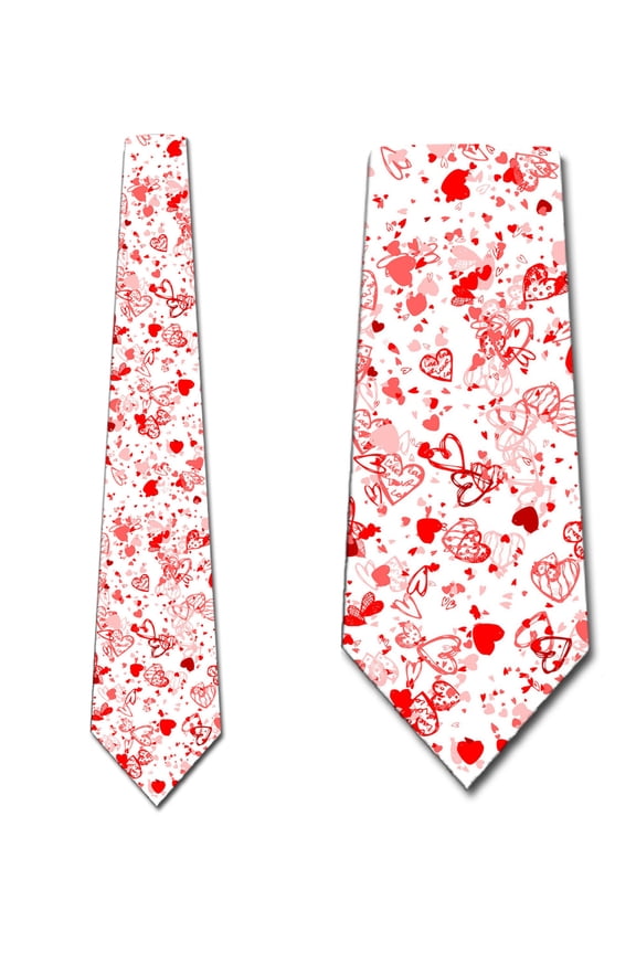 Valentine's Hearts Allover - Red Necktie Mens Tie by Three Rooker