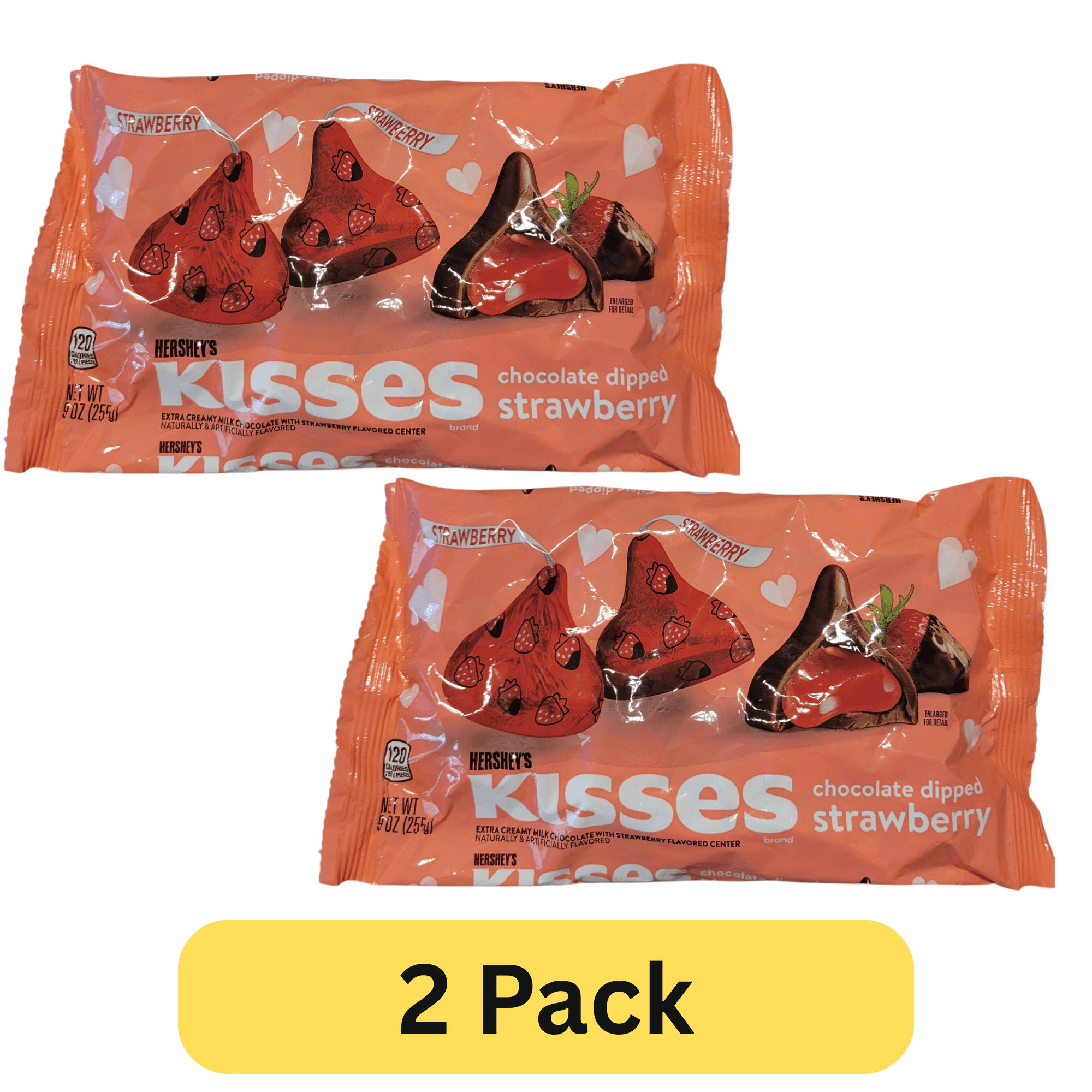Valentine's Hershey's Kisses Milk Chocolate Dipped Strawberry 9 oz Bag - Pack of 2