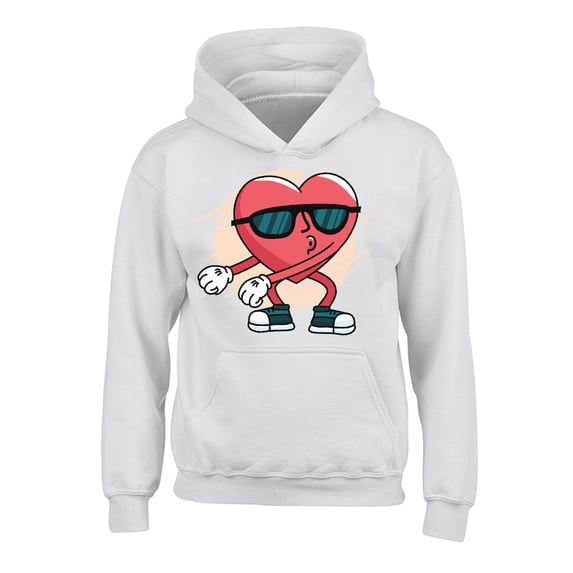 Valentine's Hoodies for Kids Funny Heart Dance Hooded Youth Sweatshirt Valentine's Day Gifts