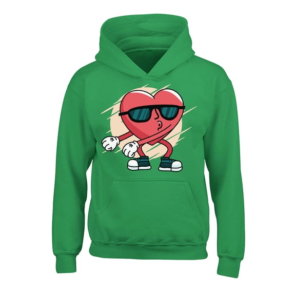 Valentine's Hoodies for Kids Funny Heart Dance Hooded Youth Sweatshirt Valentine's Day Gifts