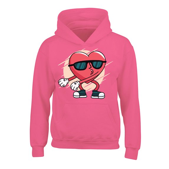 Valentine's Hoodies for Kids Funny Heart Dance Hooded Youth Sweatshirt Valentine's Day Gifts