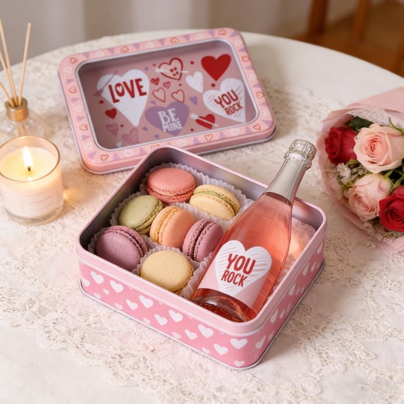 Valentine's Iron Gift Box Candy Baking Biscuits Cookies Packaging Box Proof Iron Box Children's Gift Iron Box New Style-vlt-20, Pinks