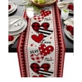 thumbnail image 1 of Valentine's Love, Table Runner 108 Inches, Saint Heart Burlap Boho Plaid Stripes Bed Runner Dresser Scarves Tabletop for Indoor Outdoor Parties/Ceremony/Banquet, 13"x 108", 1 of 8