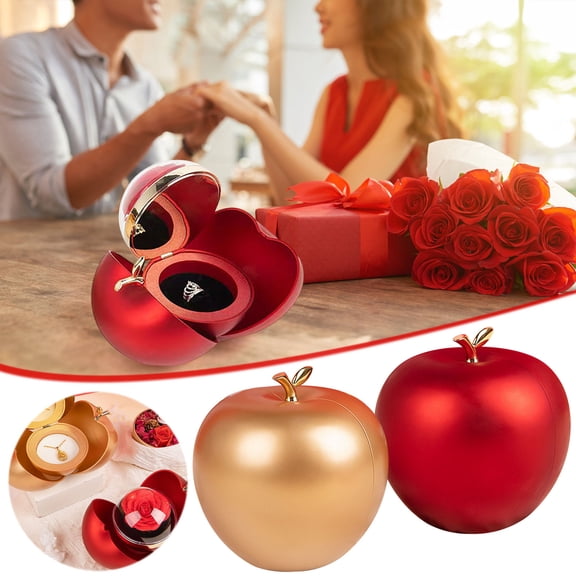 Valentine's Mini Apple & Rose Soap Flower Box | Dual-Open Gift Set | Petal Soaps & Velvet Drawer | 12×12×6.6cm | Romantic Surprise Packaging