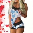 thumbnail image 1 of Valentine's Pajamas for Women Heart Print Lace Camisole Sleeveless Shorts Casual Pajama Sets, 1 of 6