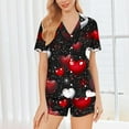 thumbnail image 1 of Valentine's Pajamas for Women Heart Printed Casual Lapel Button Short Sleeve Blouse And Short Pants Pajama Sets, 1 of 8