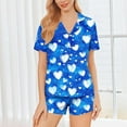 thumbnail image 1 of Valentine's Pajamas for Women Heart Printed Casual Lapel Button Short Sleeve Blouse And Short Pants Pajama Sets, 1 of 8