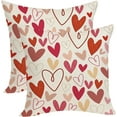 thumbnail image 1 of Valentine''s Pillow Covers 20x20 Pack of 2 Happy Love Heart Throw Pillow Cover Decorations,Wedding Valentine''s Day Mother''s Day Anniversary Decor Farmhouse Linen Cushion Case for Sofa Couch Bed, 1 of 1