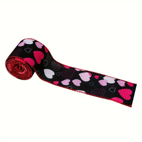 Valentine's Printed Colorful Ribbon Valentine's Day Decorative Printed Satin Ribbon for Wrapping Party and Crafting