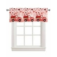 thumbnail image 1 of Valentine's Red Truck Linen Curtain Valance for Bedroom/Bathroom/Kitchen/Office/Living/Dining Room Windows,Romantic Gnomes Love Rose Rod Pocket Topper Drapes Decorative Cafe Drapery Panel 42x18, 1 of 6