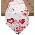 thumbnail image 1 of Valentine's Rose Love Cotton and Linen Triangle Table Runners Long Dresser Scarves Table Decoration for Wedding Party/Graduation Ceremony/Banquet Spring Botanical Romantic Heart, 1 of 9