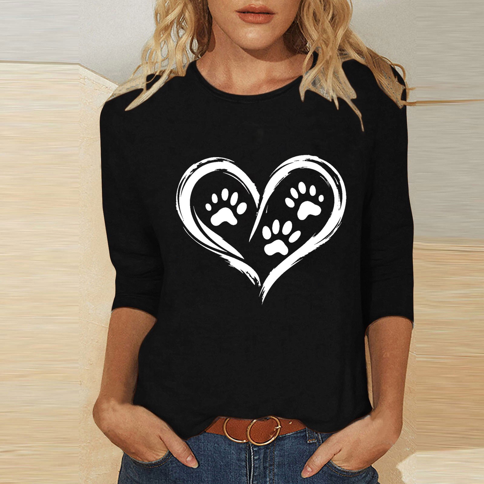 Valentine's Shirt Women, Heart T Shirts Women, 3/4 Sleeve Tops 2025 New