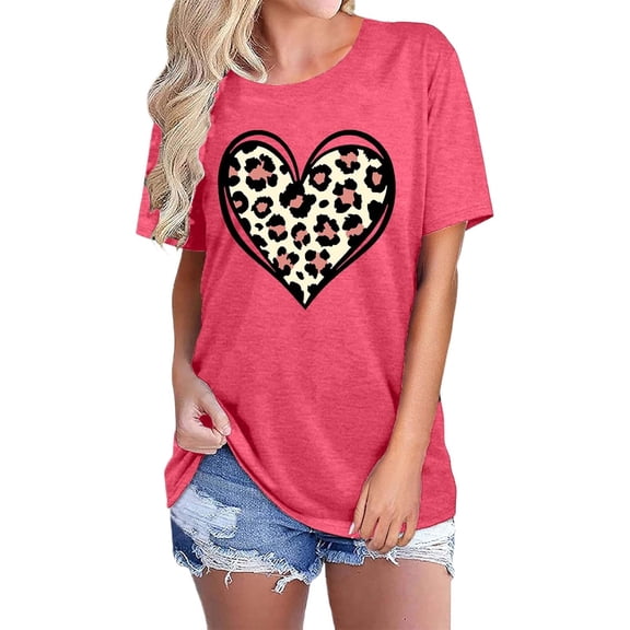 Valentine's Shirt for Womens Love Heart Tops Casual Short Sleeve For Fashionable Holi Ladies Clothing