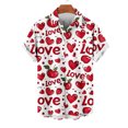 thumbnail image 1 of Valentine's Shirts for Men, Heart Print Short Sleeve Shirt Men Casual Fashion Turndown Collar Valentine's Day Printing Short Sleeved Button Shirt Tops Blouse, 1 of 4