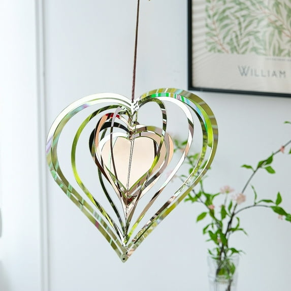 Valentine's Silent Spinning Heart Wind Chime - Stainless Steel Hanging Decor for Indoor & Outdoor Romantic Home & Garden Gift