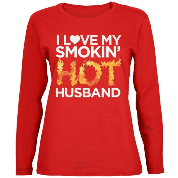 Valentine's Smokin Hot Husband Red Womens Long Sleeve T-Shirt - 2X-Large