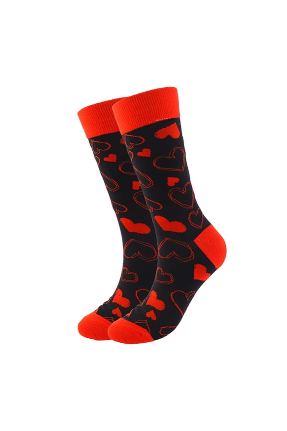 Valentine's Day Red Heart Lips Pattern Cotton Crew Novelty Socks, Funny, Romantic, Matching