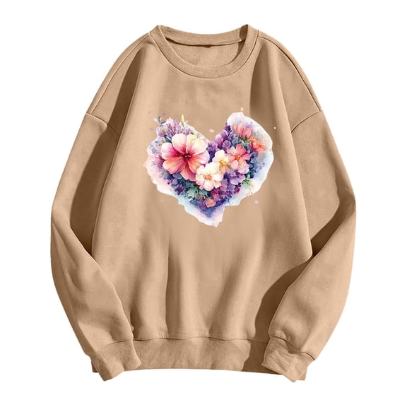 Valentine's Sweatshirt Women Heart Graphic Shirt Fashion Casual Print Long Sleeve Loose Crewneck Pullover Sweater
