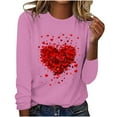 thumbnail image 1 of Valentine's Sweatshirt for Women Cute Love Heart Shirts Casual Long Sleeve Valentine Tshirt Clothes Tops, 1 of 4