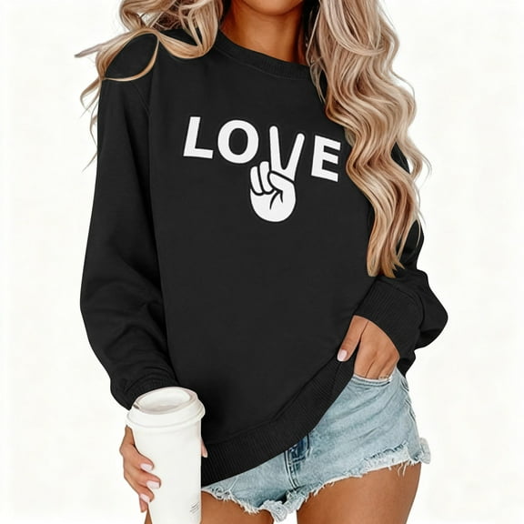 Valentine's Sweatshirt for Women Cute Love Heart Shirts Casual Long Sleeve Valentine Tshirt Clothes Tops