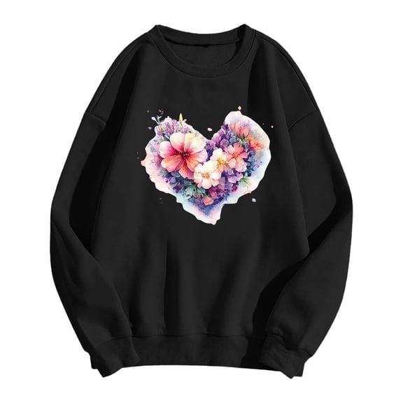 Valentine's Sweatshirt for Women Love Heart Graphic Shirts Fashion Casual Print Long Sleeve Loose Crewneck Fall Trendy Clothes