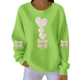 thumbnail image 1 of Valentine's Sweatshirt for Women Ribbed Long Sleeve Bow Heart Print Crewneck Pullover Top Green 2XL, 1 of 4