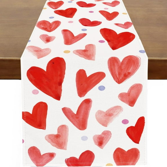 Valentine''s Table Runner Red Pink Love Hearts Runner for Table Kitchen Dinning Table Decor for Wedding Anniversary Party Holiday Home Valentine Decor 13x72 Inch