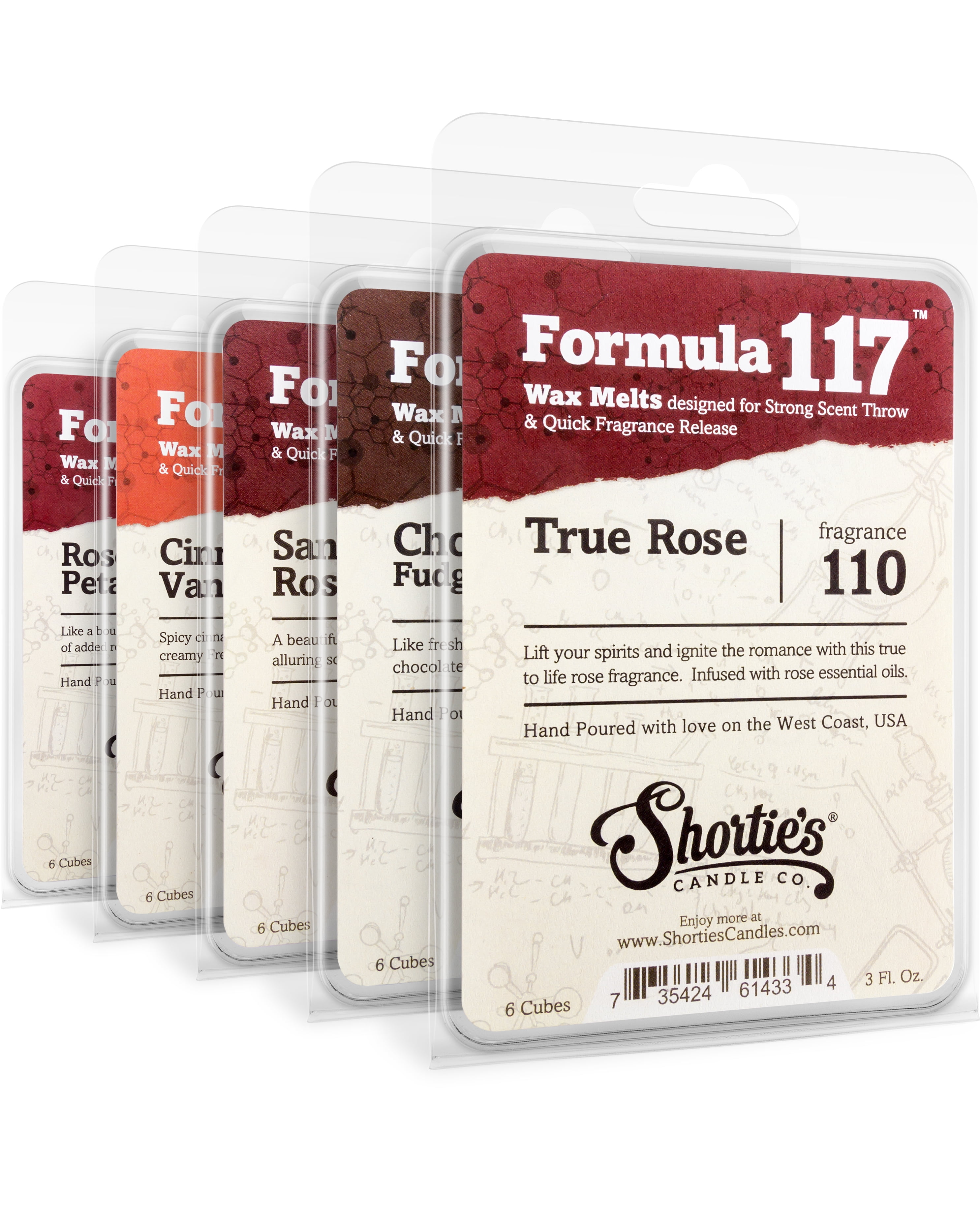 Valentine's Wax Melts Variety 5 Pack - Formula 117 - 5 Highly Scented 3 Oz. Bars - Made With Natural & Essential Oils - Valentine's Day Warmer Wax Cubes