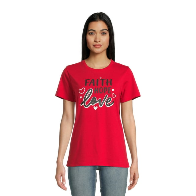 Valentine's Women's Faith Hope Love Graphic TShirt, by Way to